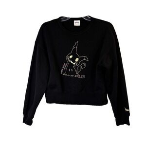 Pokemon GU Japan Mimikyu No.778 Black Crop Sweatshirt Sz M Gotta Catch Em